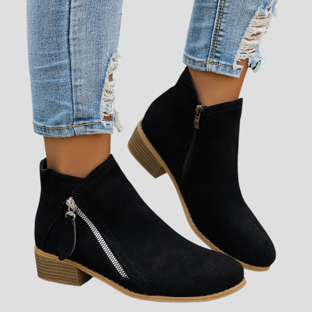 Women’s Zip Ankle Boots with Cushioned Sole