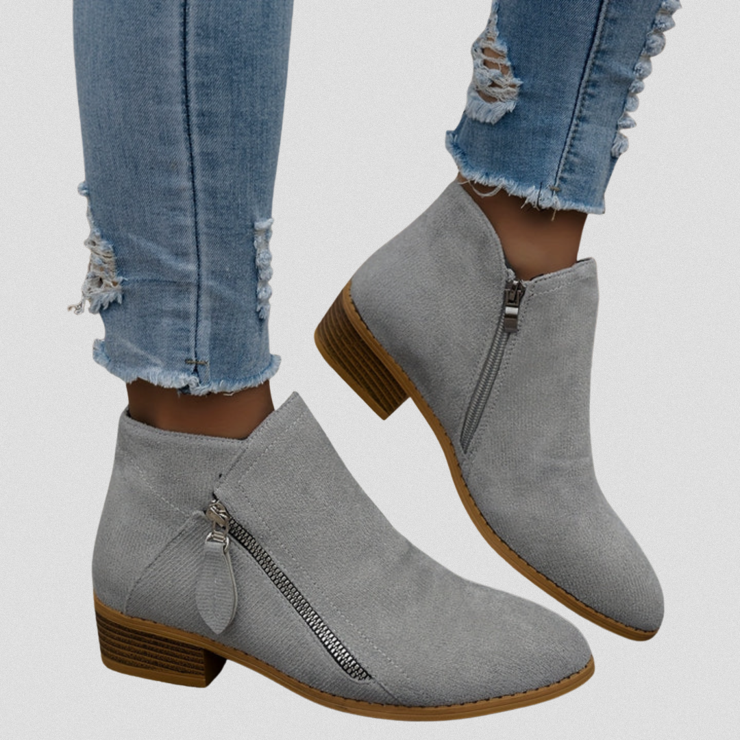 Women’s Zip Ankle Boots with Cushioned Sole