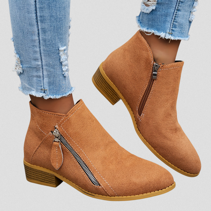 Women’s Zip Ankle Boots with Cushioned Sole