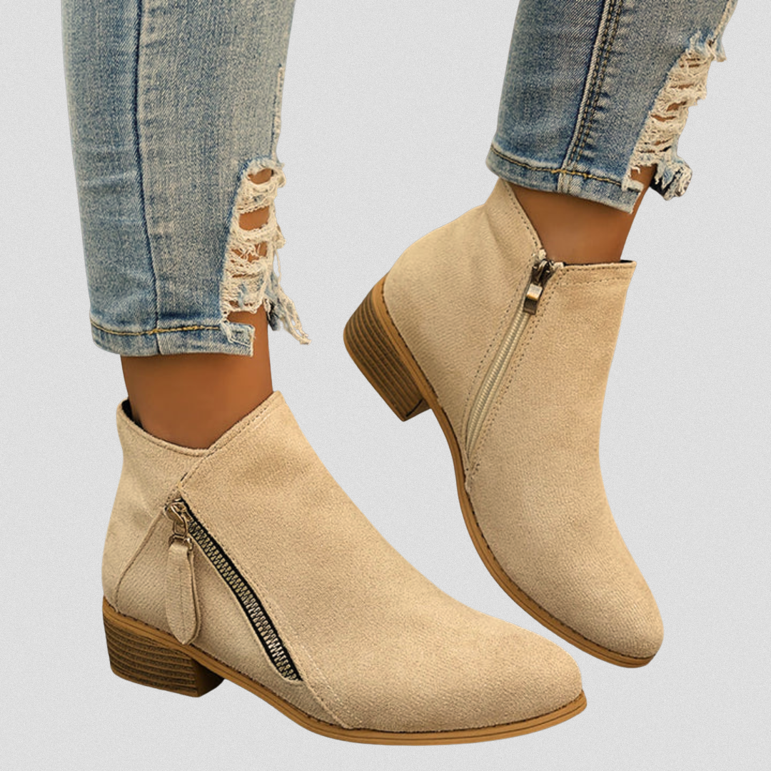 Women’s Zip Ankle Boots with Cushioned Sole