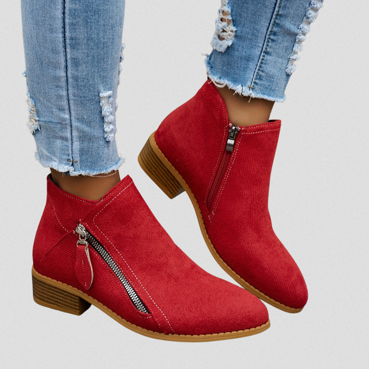 Women’s Zip Ankle Boots with Cushioned Sole