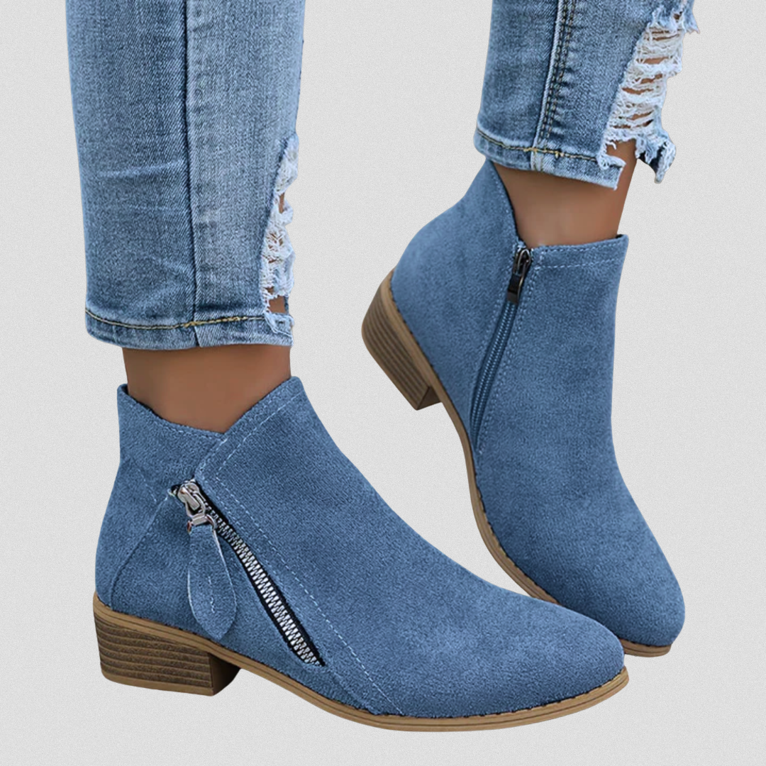 Women’s Zip Ankle Boots with Cushioned Sole
