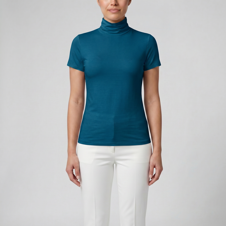 Women's Soft-Stretch High Neck T-shirt | Celestiella
