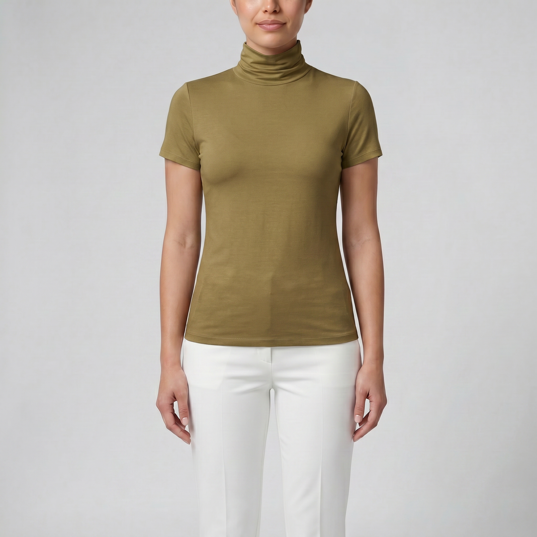 Women's Soft-Stretch High Neck T-shirt | Celestiella