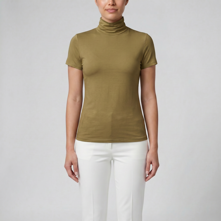 Women's Soft-Stretch High Neck T-shirt | Celestiella