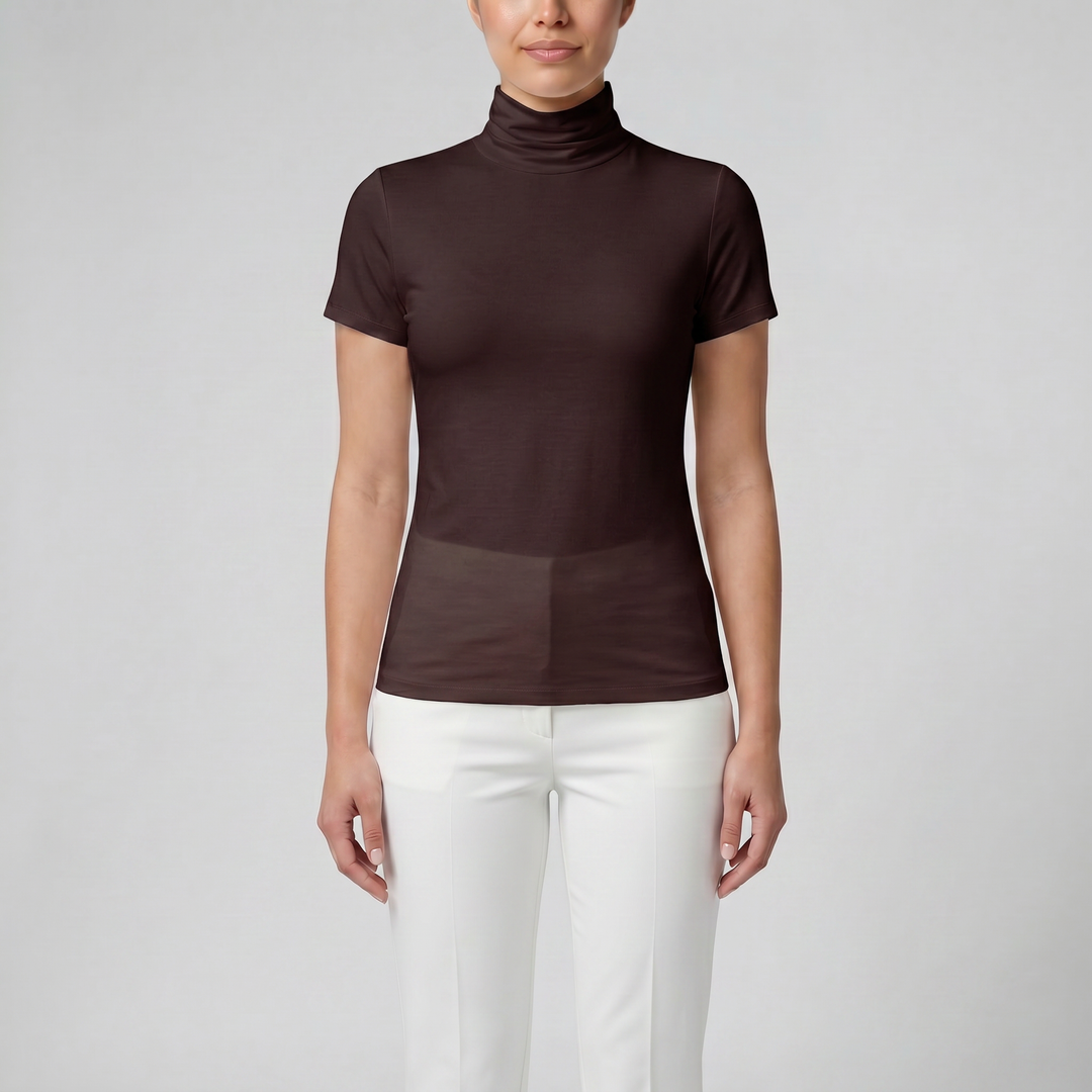 Women's Soft-Stretch High Neck T-shirt | Celestiella