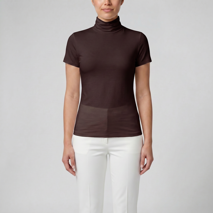 Women's Soft-Stretch High Neck T-shirt | Celestiella