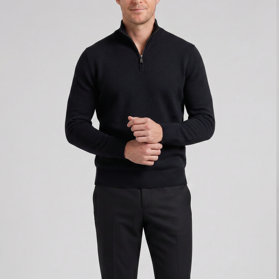Men’s Cashmere-Blend Quarter-Zip Sweater | Celestiella