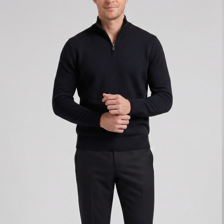 Men’s Cashmere-Blend Quarter-Zip Sweater | Celestiella
