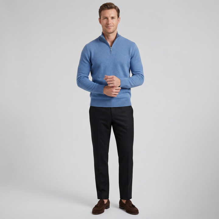 Men’s Cashmere-Blend Quarter-Zip Sweater | Celestiella
