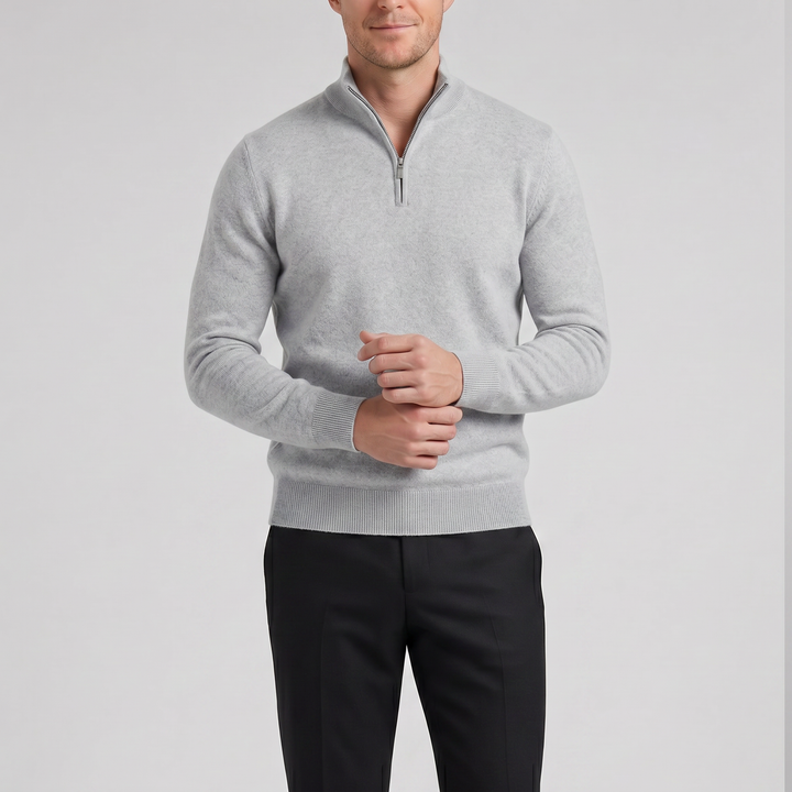 Men’s Cashmere-Blend Quarter-Zip Sweater | Celestiella