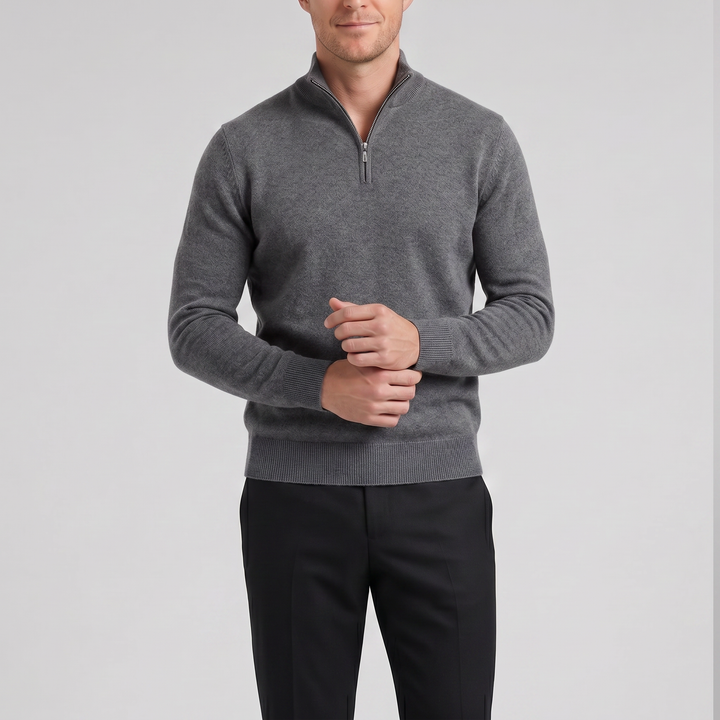 Men’s Cashmere-Blend Quarter-Zip Sweater | Celestiella