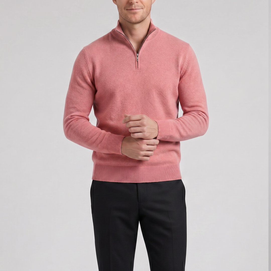 Men’s Cashmere-Blend Quarter-Zip Sweater | Celestiella