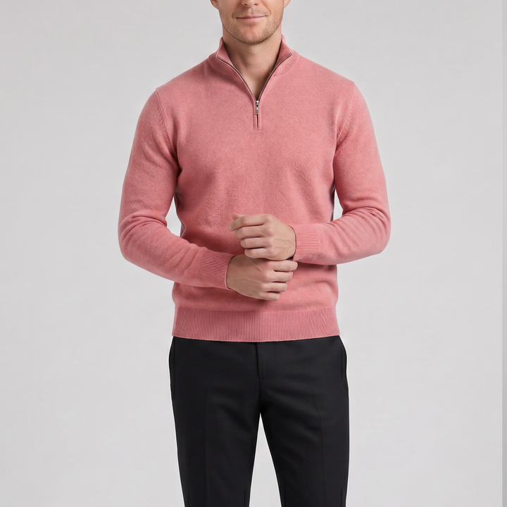 Men’s Cashmere-Blend Quarter-Zip Sweater | Celestiella