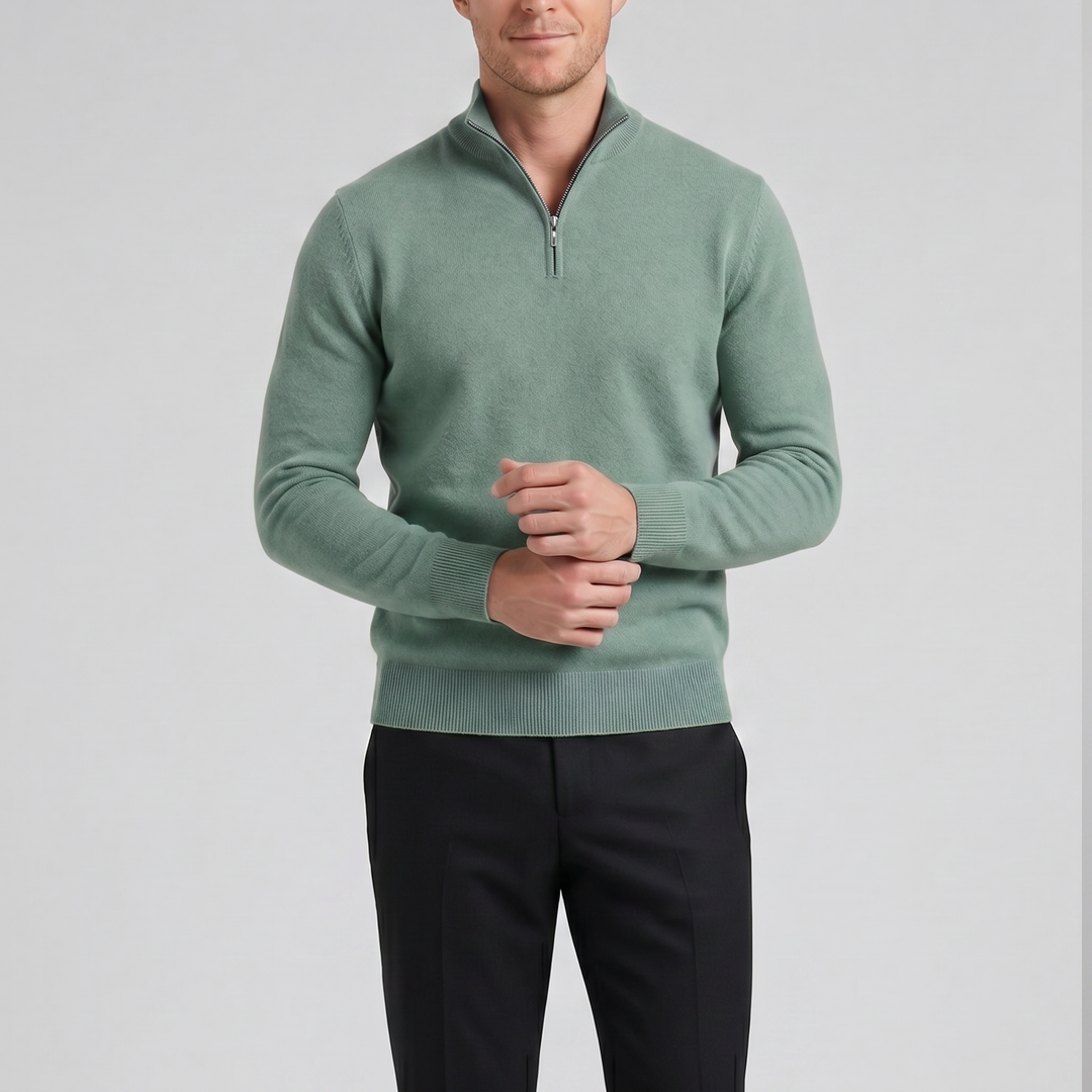 Men’s Cashmere-Blend Quarter-Zip Sweater | Celestiella