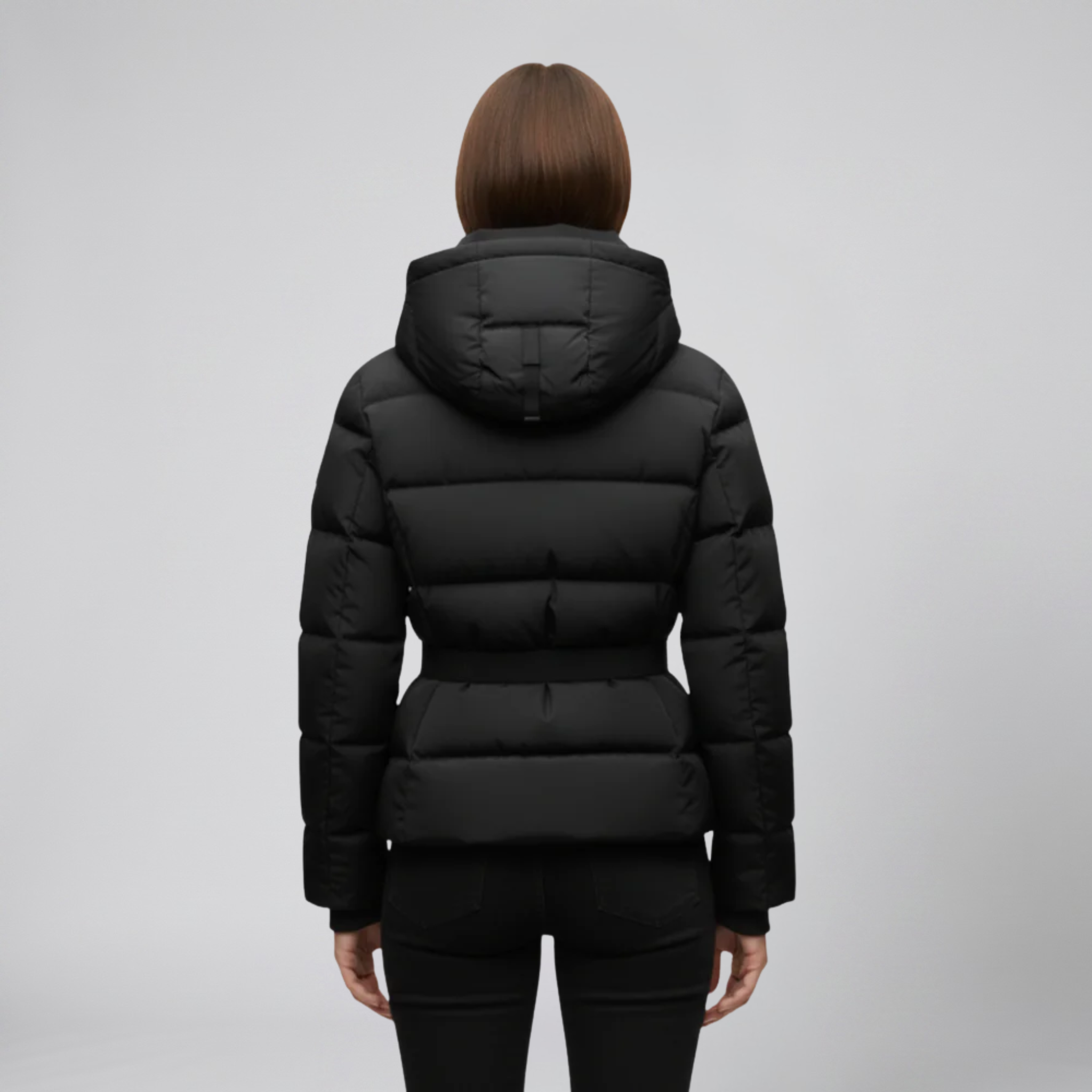 Women’s Belted Puffer Hooded Jacket | Celestiella