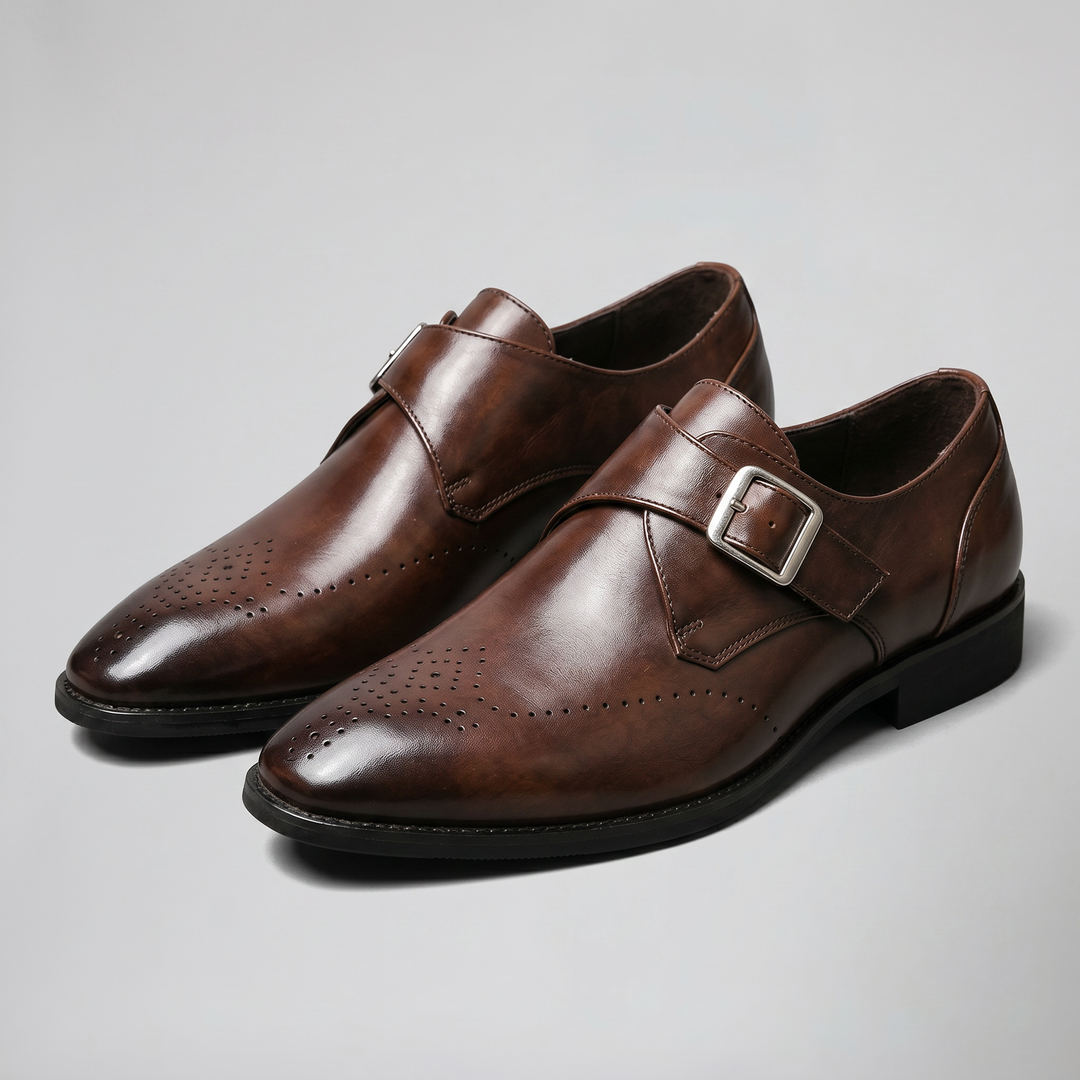 Men’s Burnished Leather Monk Strap Loafers| Celestiella