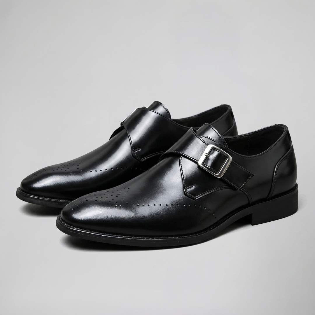 Men’s Burnished Leather Monk Strap Loafers| Celestiella