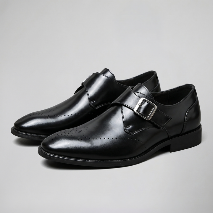 Men’s Burnished Leather Monk Strap Loafers| Celestiella