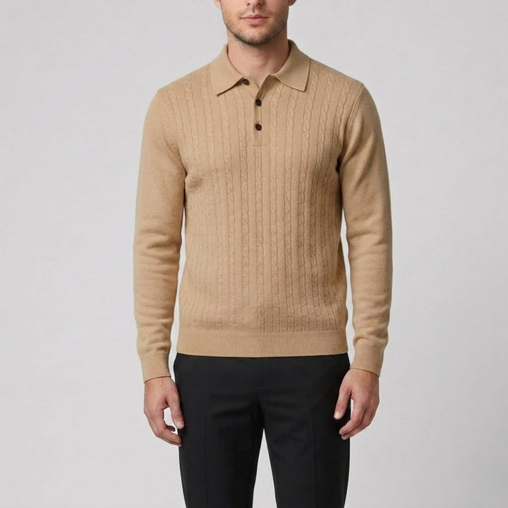 Men’s Cable Knit Polo Sweater | Celestiella