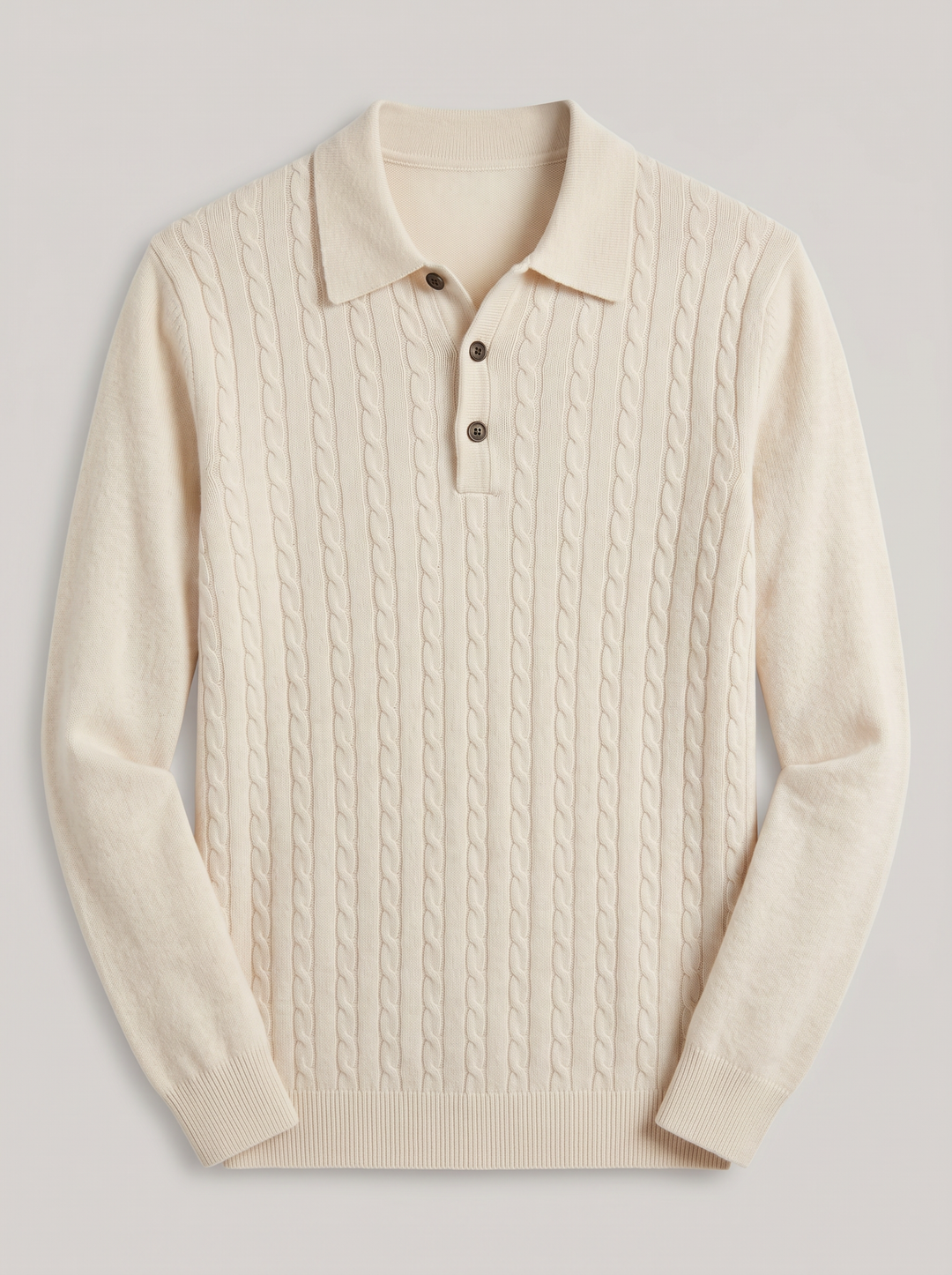 Men's Knitted Polo Jumper – Cable Knit