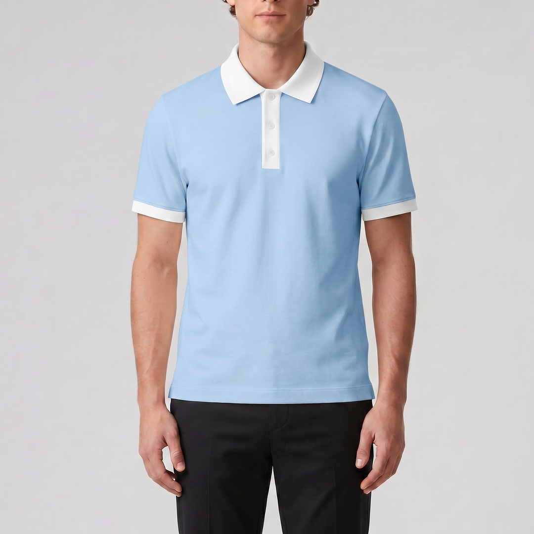 Men’s Contrast-Trim Polo Shirt | Celestiella