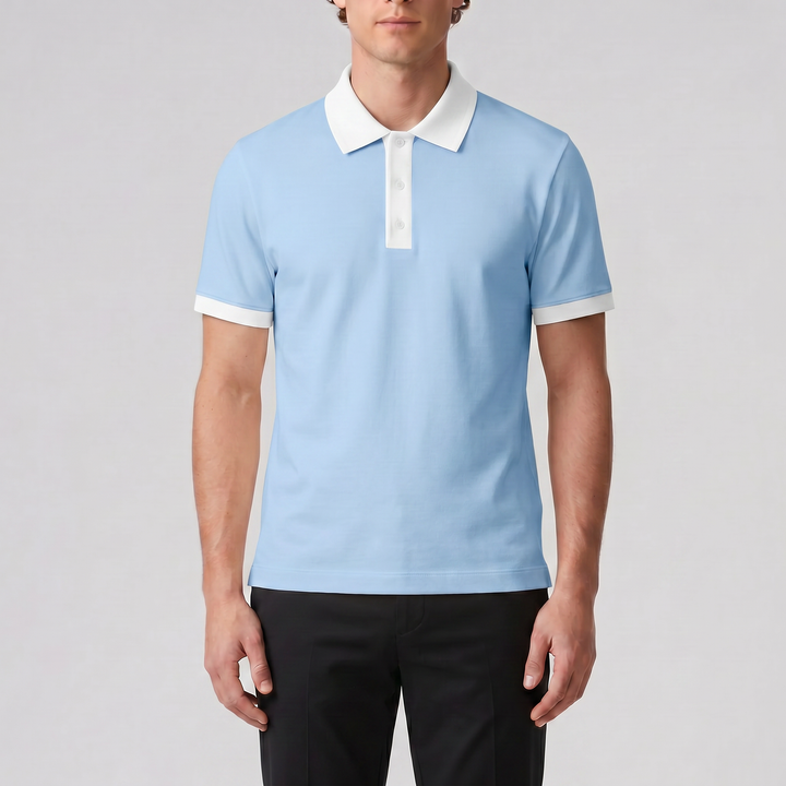 Men’s Contrast-Trim Polo Shirt | Celestiella