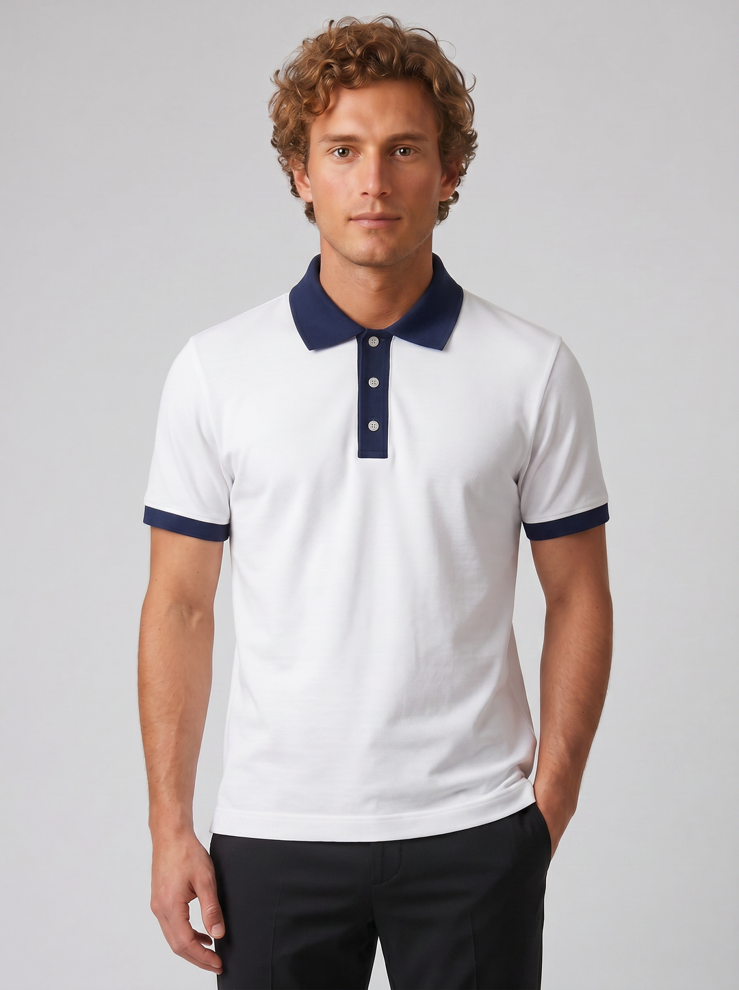 Men's Polo Shirt – Contrast-Trim Pique