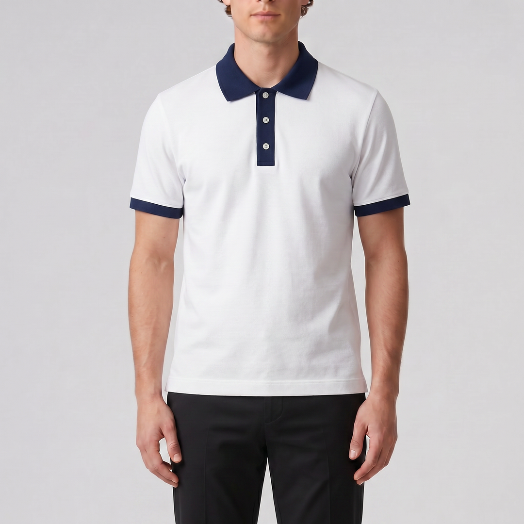 Men’s Contrast-Trim Polo Shirt | Celestiella