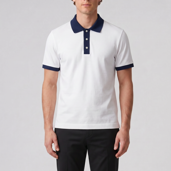 Men’s Contrast-Trim Polo Shirt | Celestiella
