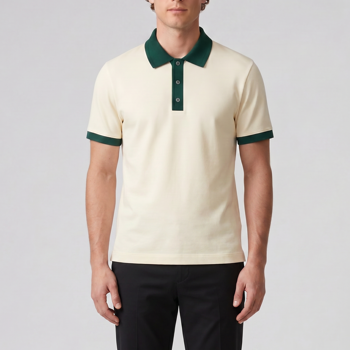 Men’s Contrast-Trim Polo Shirt | Celestiella