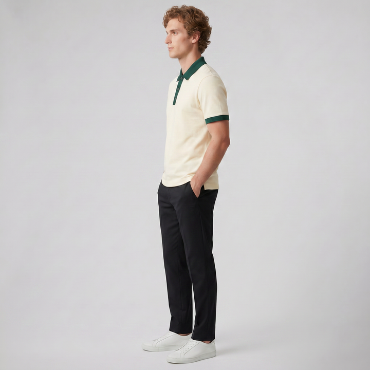 Men’s Contrast-Trim Polo Shirt | Celestiella
