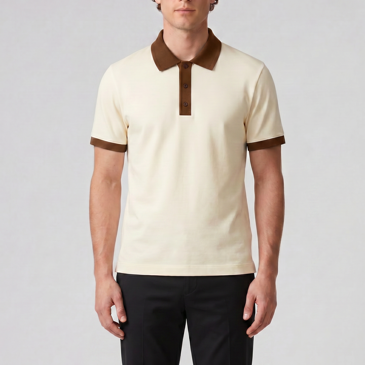 Men’s Contrast-Trim Polo Shirt | Celestiella
