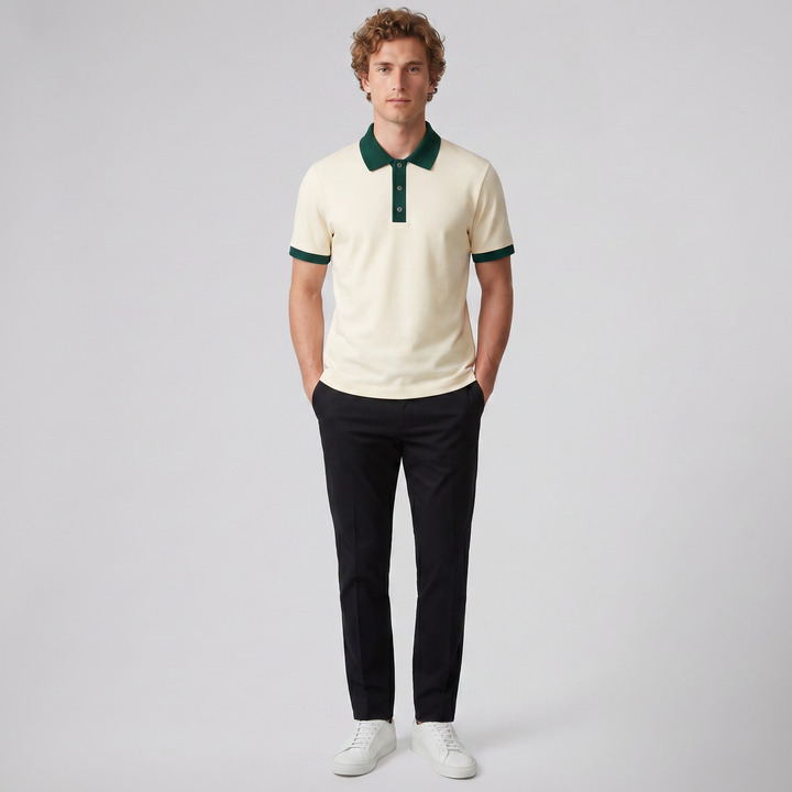 Men’s Contrast-Trim Polo Shirt | Celestiella