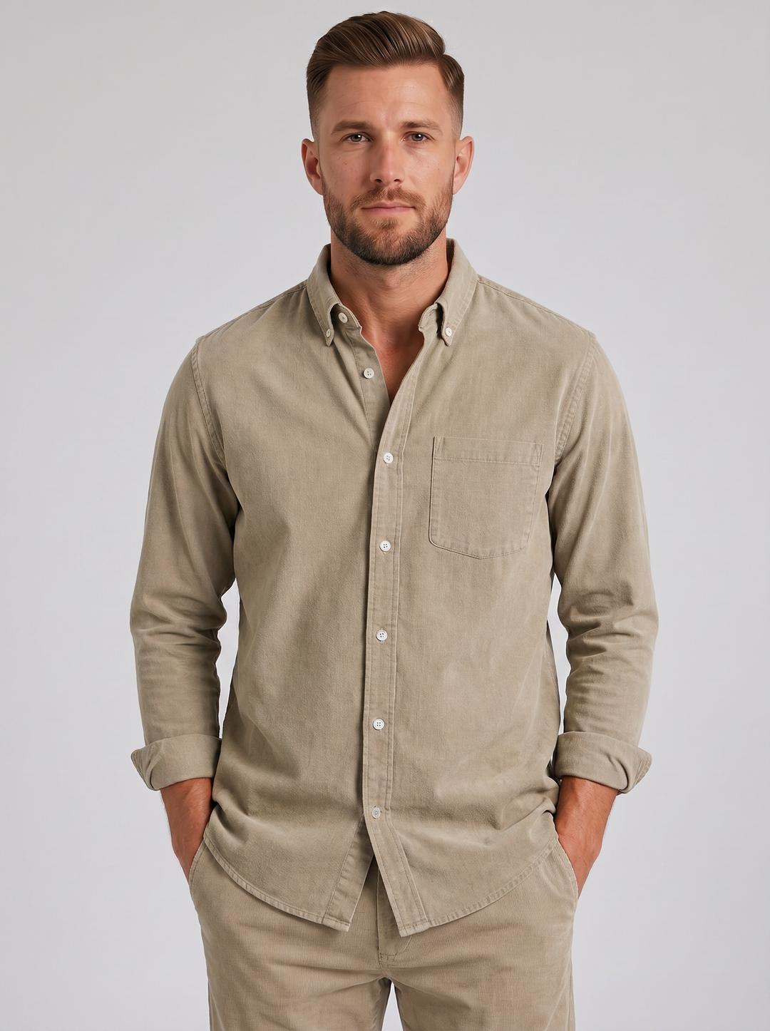 Men's Cotton Button-Down Shirt – Relaxed Everyday Fit