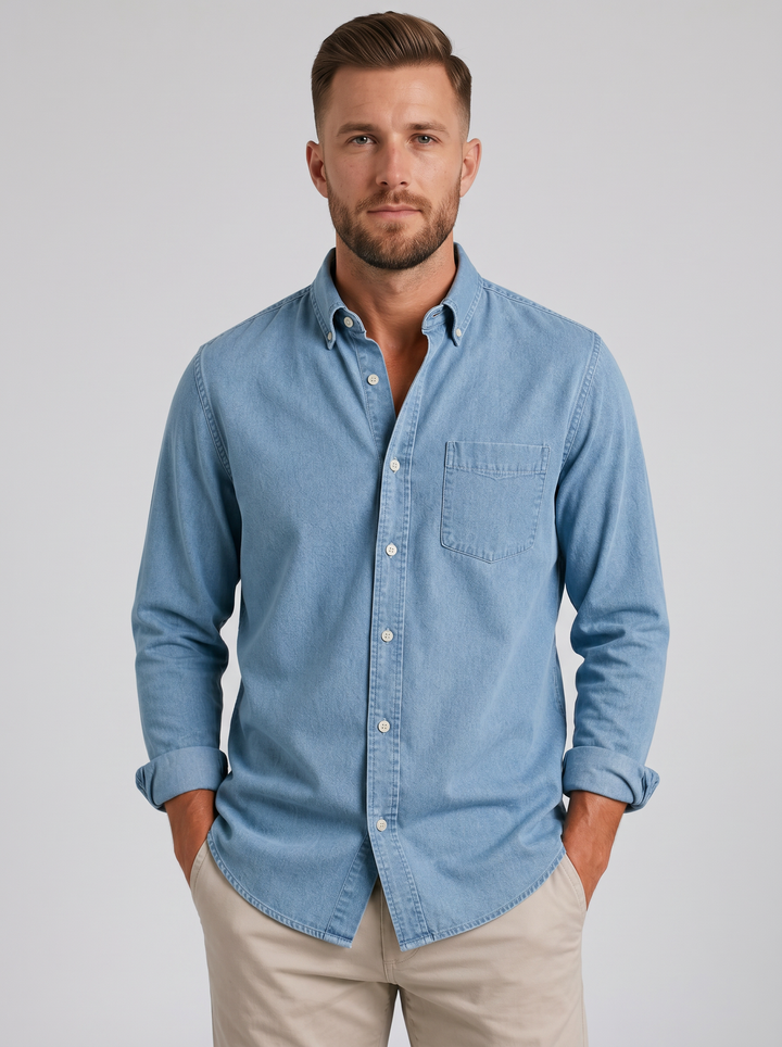 Men's Cotton Button-Down Shirt – Relaxed Everyday Fit