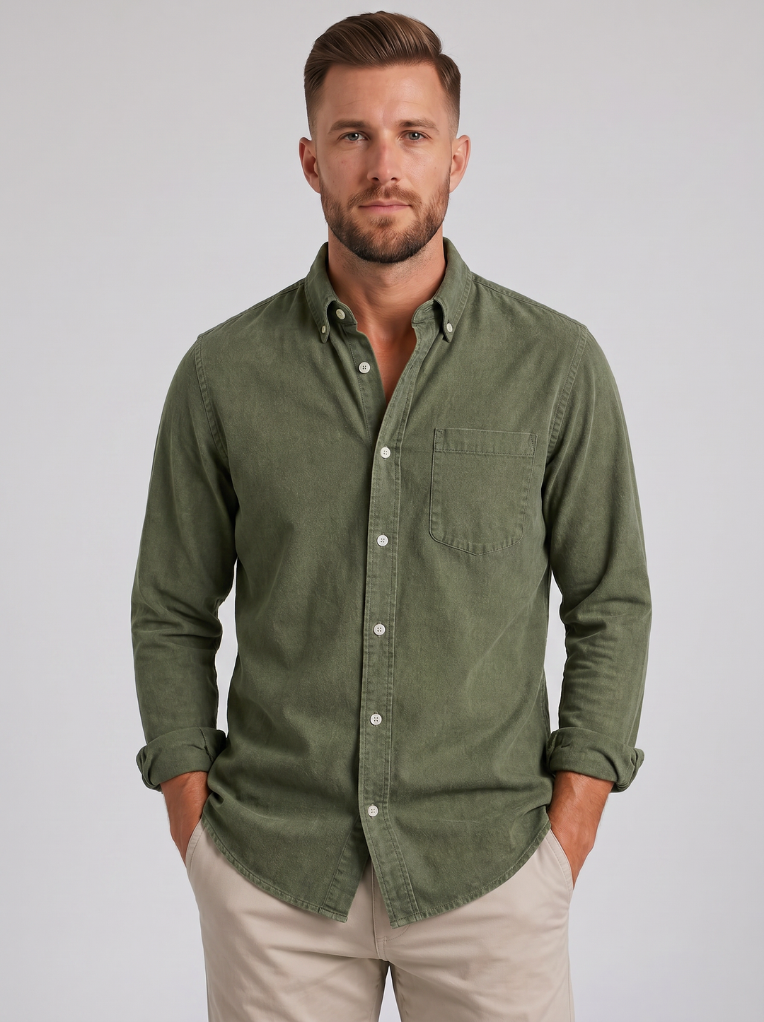 Men's Cotton Button-Down Shirt – Relaxed Everyday Fit