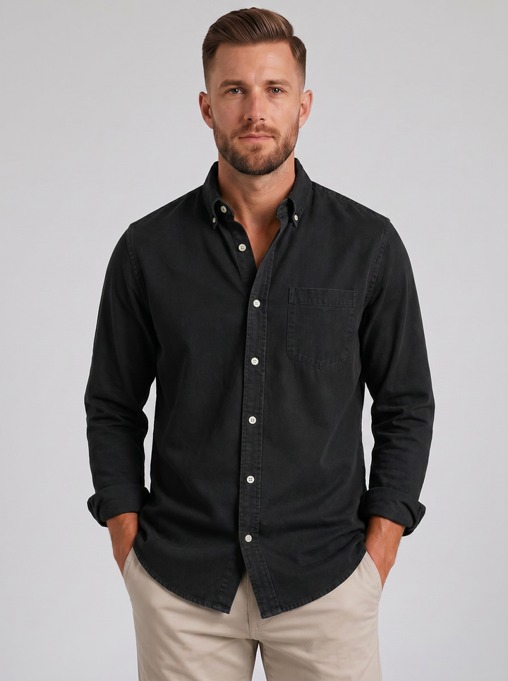 Men's Cotton Button-Down Shirt – Relaxed Everyday Fit