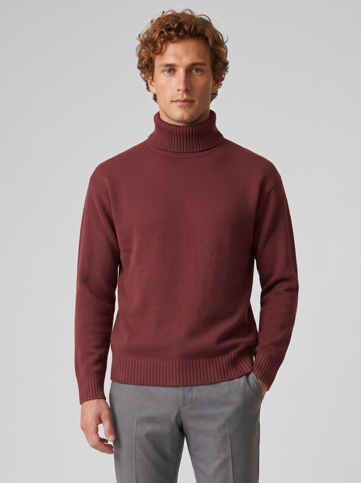 Men's Jumper – Cotton Knit Turtleneck
