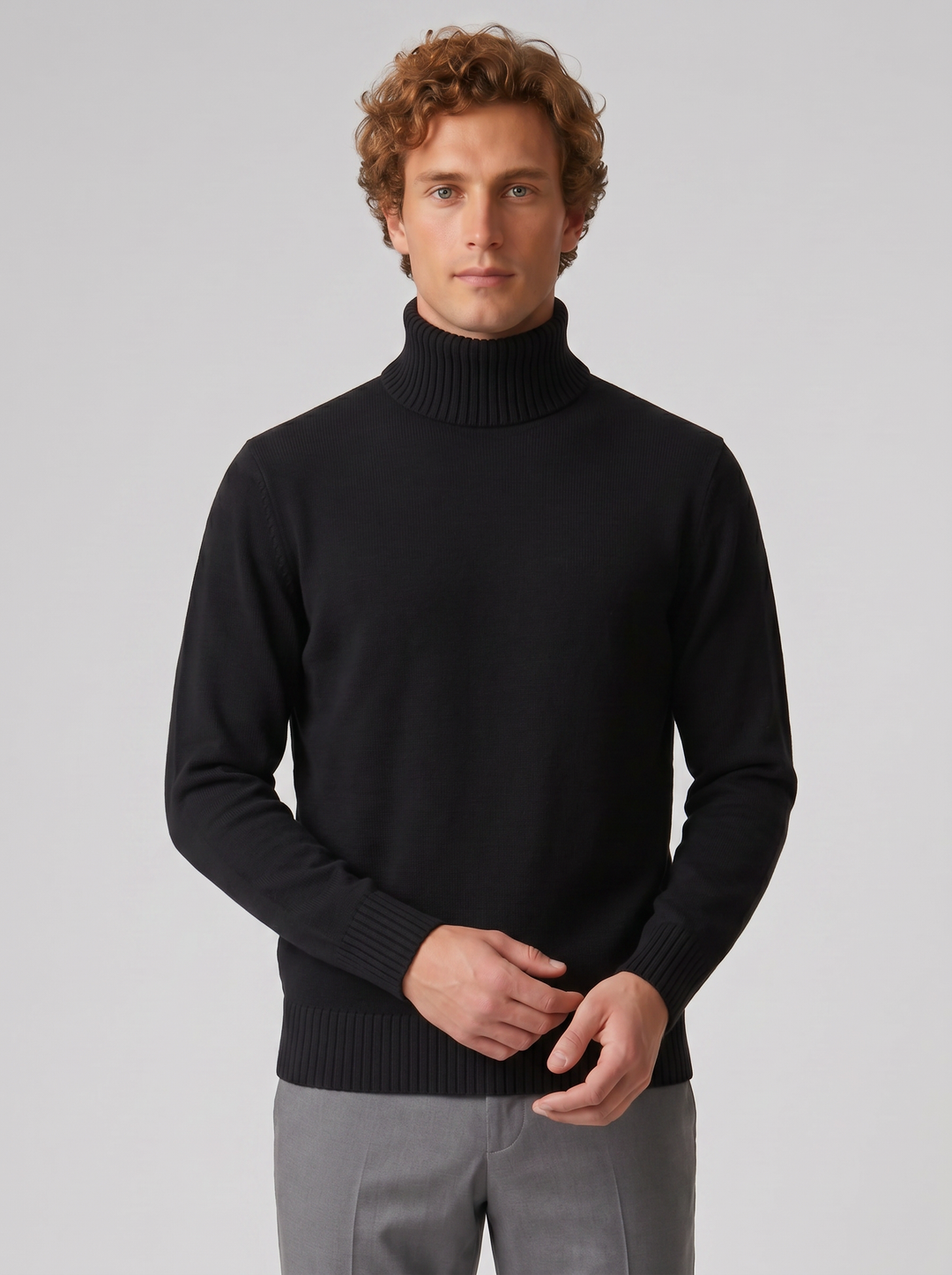 Men's Jumper – Cotton Knit Turtleneck