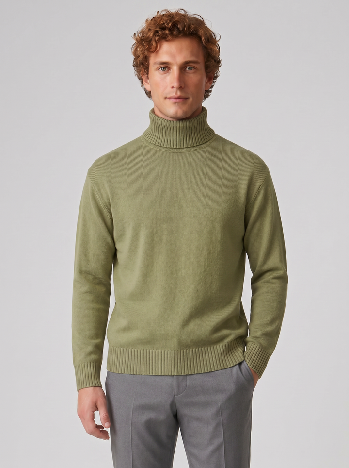 Men's Jumper – Cotton Knit Turtleneck