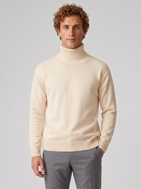 Men's Jumper – Cotton Knit Turtleneck