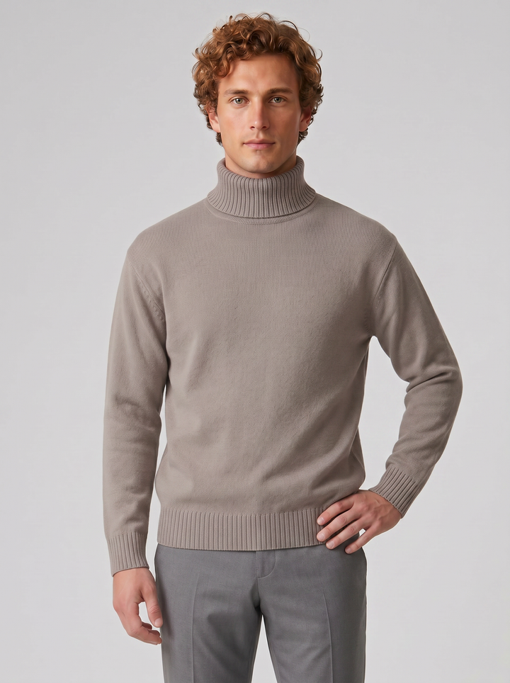 Men's Jumper – Cotton Knit Turtleneck
