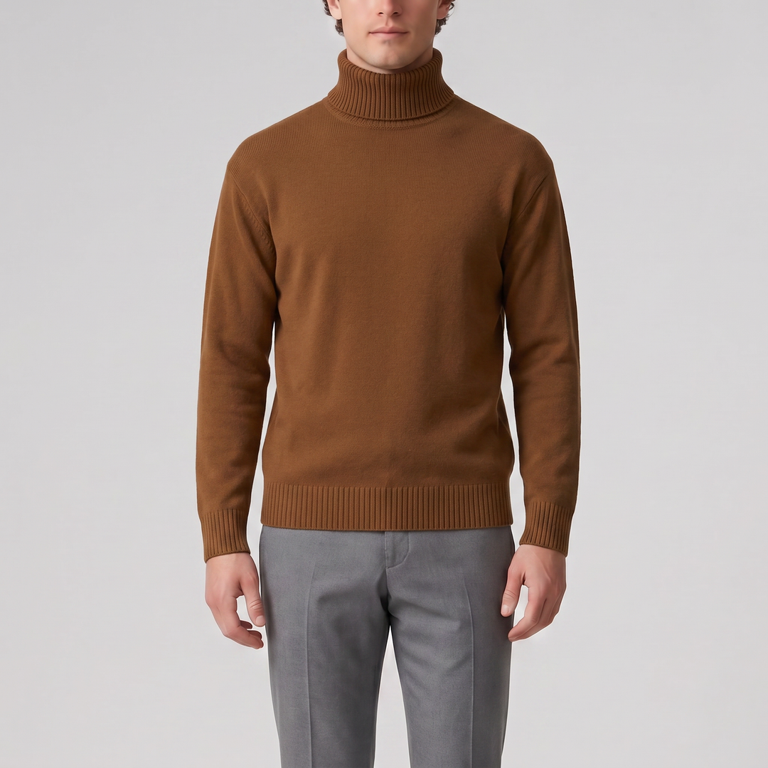 Men’s Cotton Knit Turtleneck Sweater | Celestiella