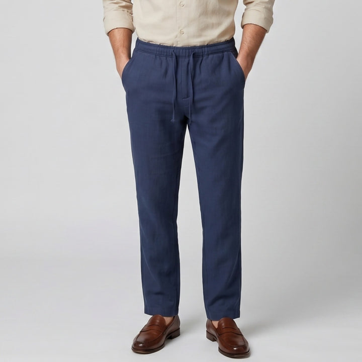 Men’s Cotton Linen Straight Leg Trousers | Celestiella