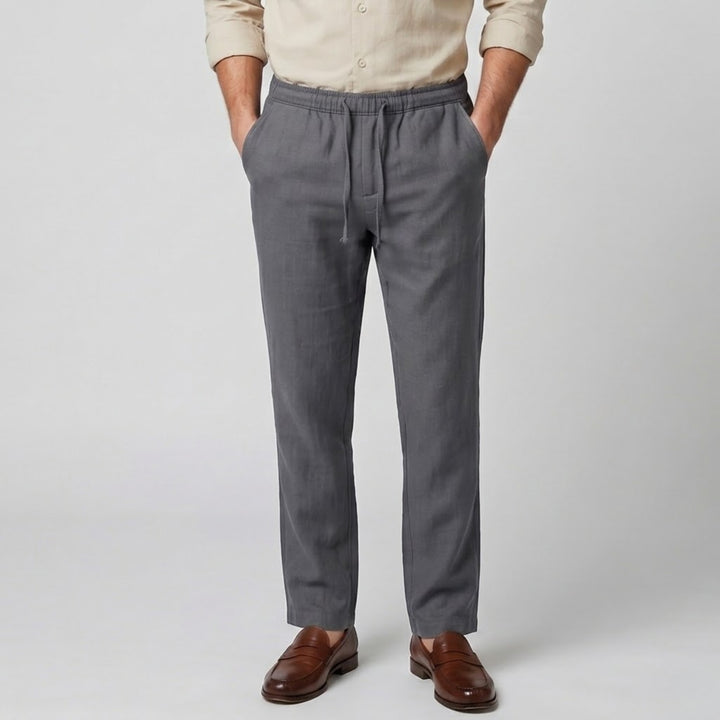 Men’s Cotton Linen Straight Leg Trousers | Celestiella