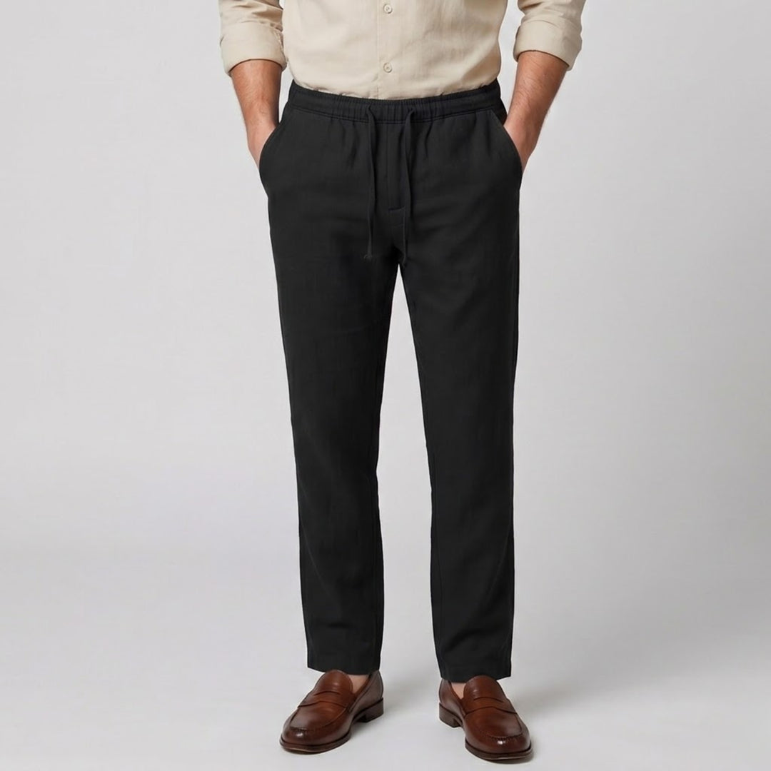 Men’s Cotton Linen Straight Leg Trousers | Celestiella