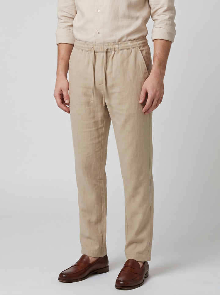 Men's Cotton Linen Straight Leg Trousers – Smart Casual Everyday