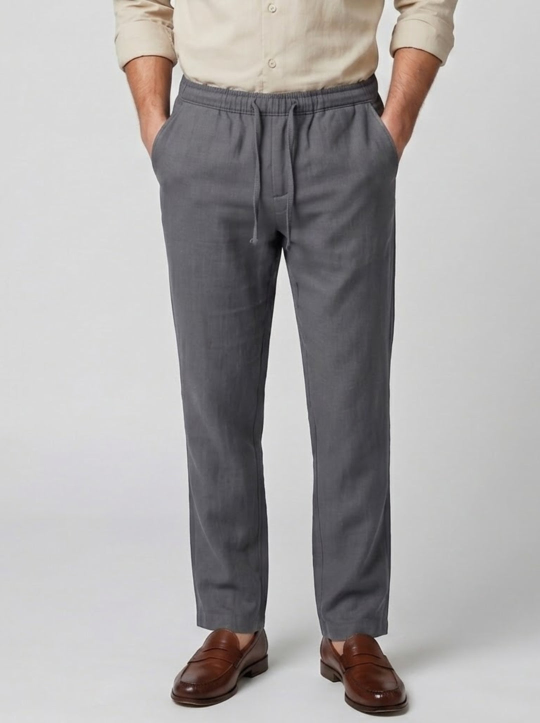 Men's Cotton Linen Straight Leg Trousers – Smart Casual Everyday