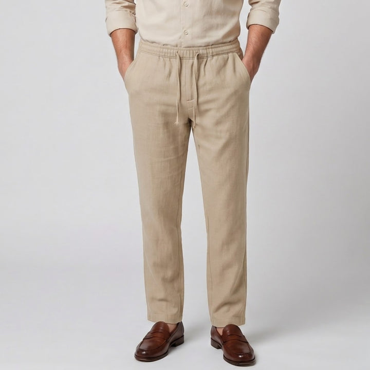 Men’s Cotton Linen Straight Leg Trousers | Celestiella